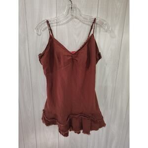 Miss Lili Linen Blend Bohemian brown XL Relaxed Tank Top Babydoll Milkmaid